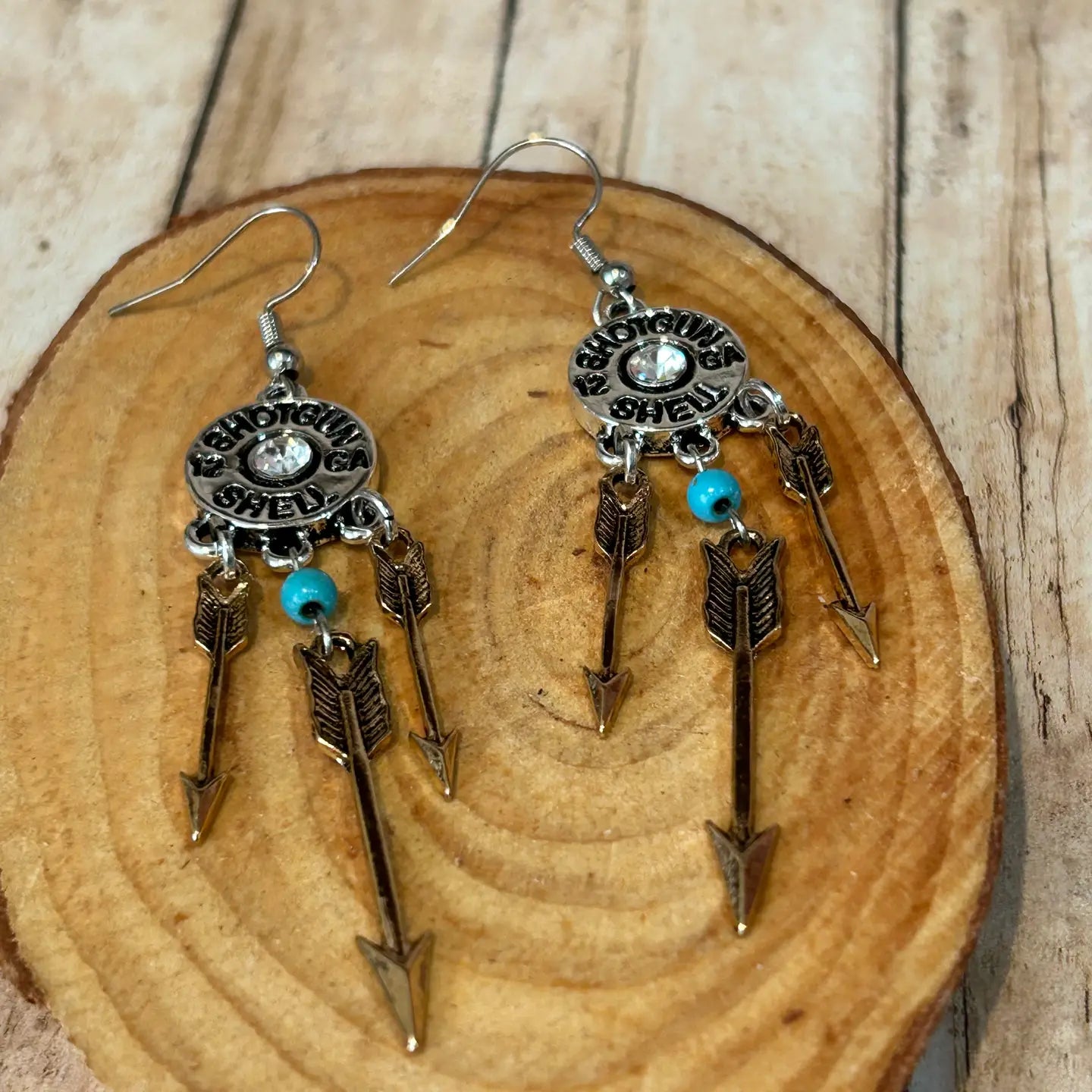 Shotgun Shell with Arrow Earrings