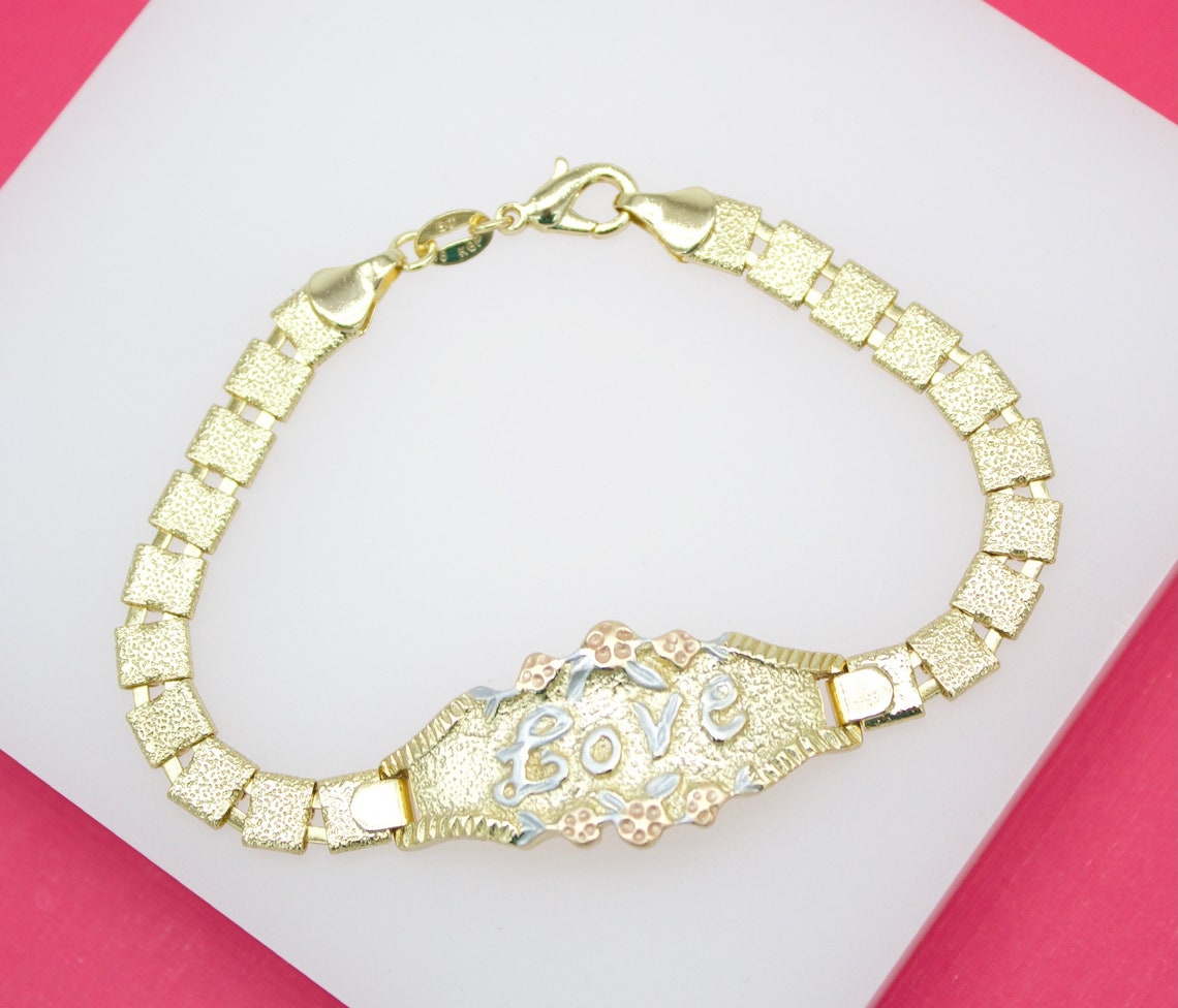 18K Gold Filled Designed Vintage Love Bracelet-0