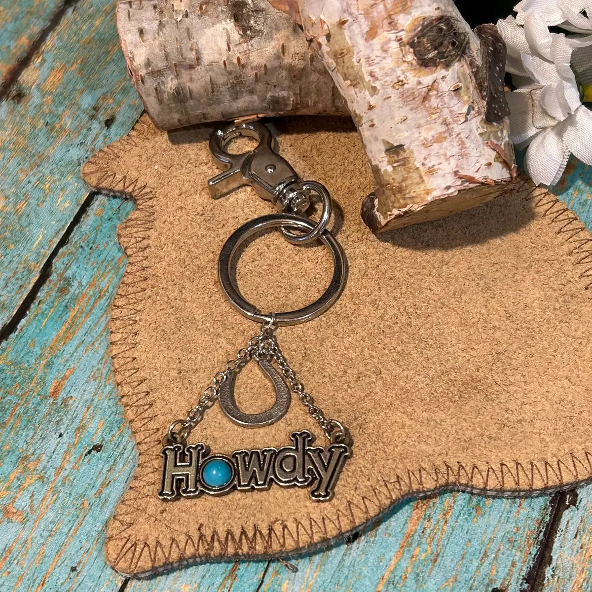 Western Howdy Horseshoe Keychain