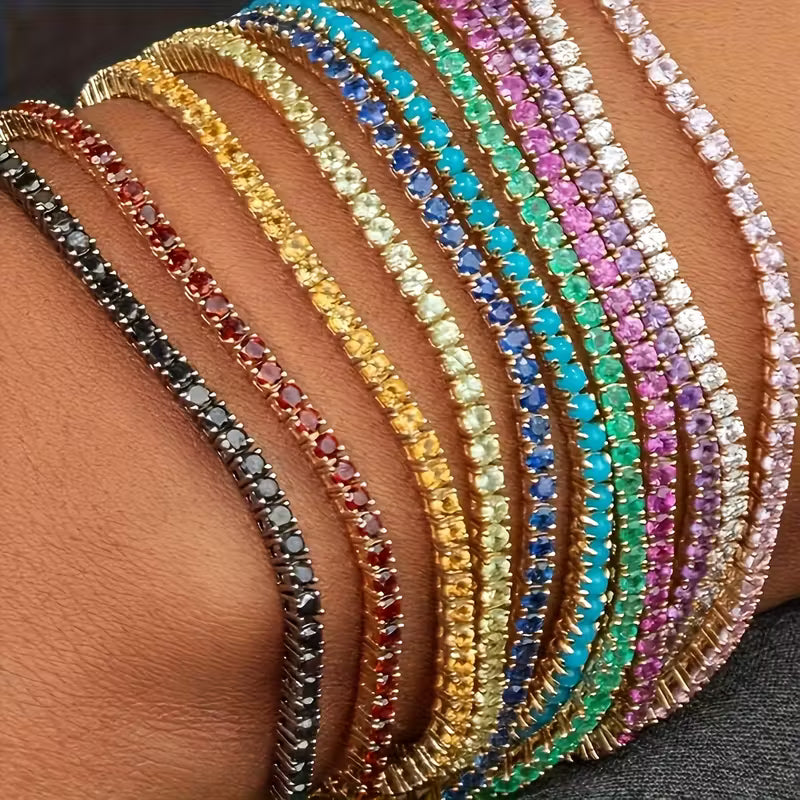 Set of 11 pcs Bohemian Style Shiny Bracelet Set for Women, Elastic Stretch Rhinestone Bracelet