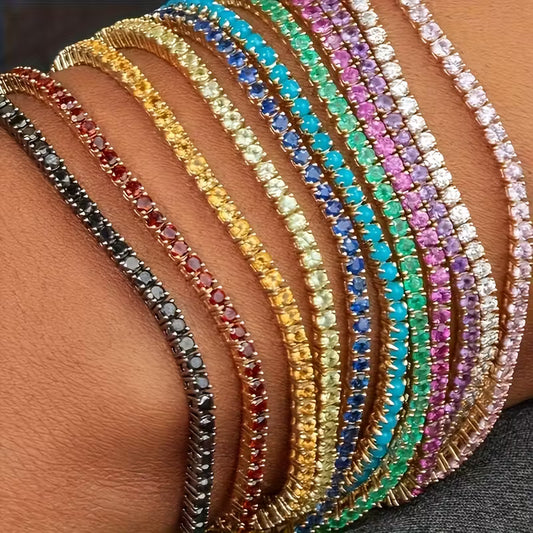 Set of 11 pcs Bohemian Style Shiny Bracelet Set for Women, Elastic Stretch Rhinestone Bracelet