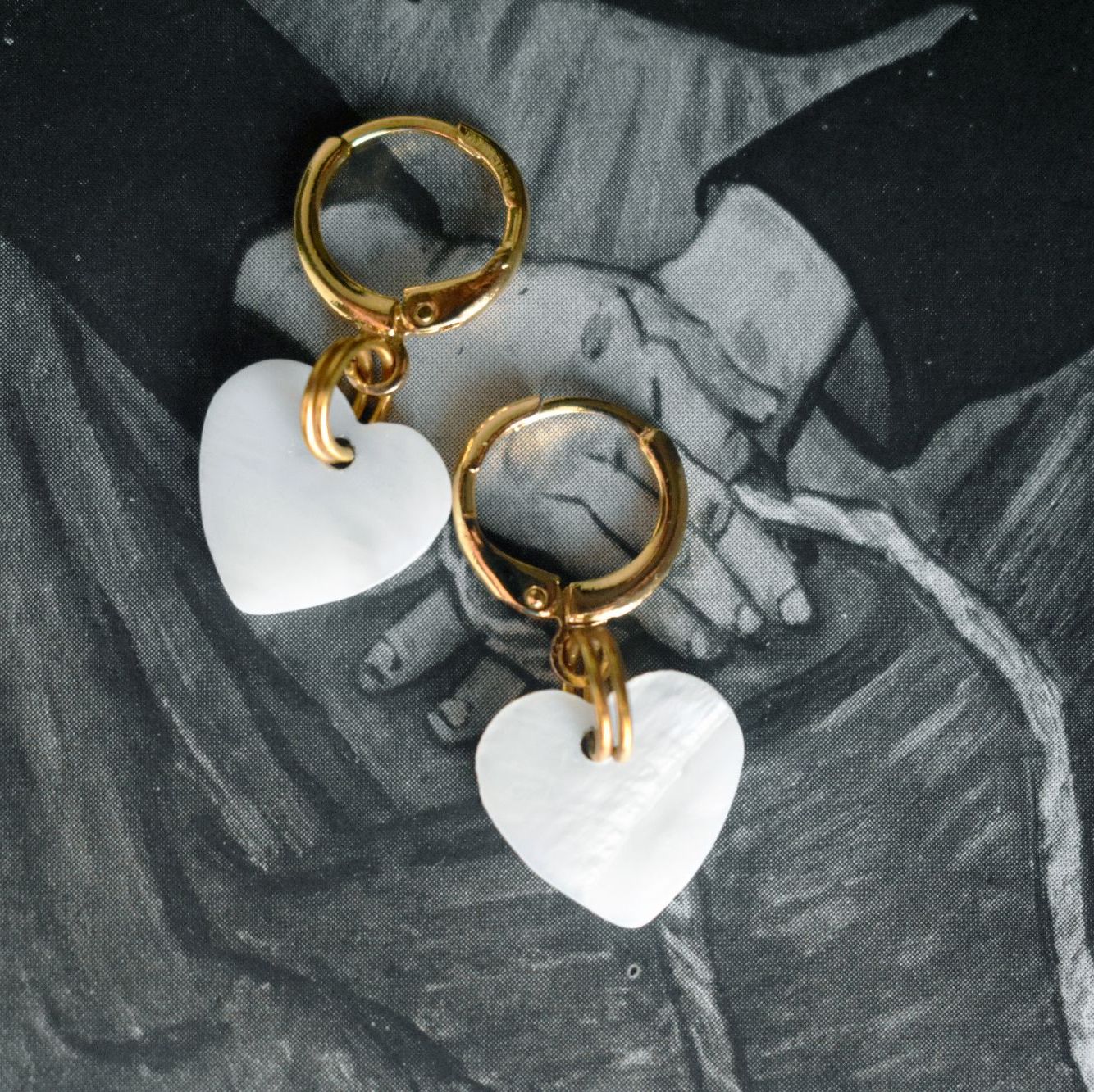 Mother of Pearl Heart Earrings-1