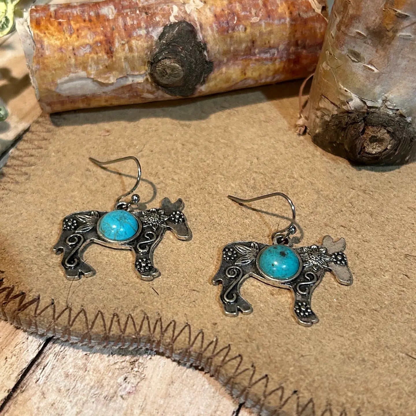 Western Earrings Bronc Mule Rooster Steer Head Styles