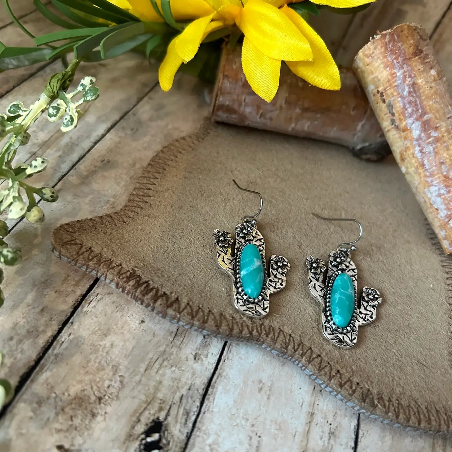 Western Cactus Theme Earrings
