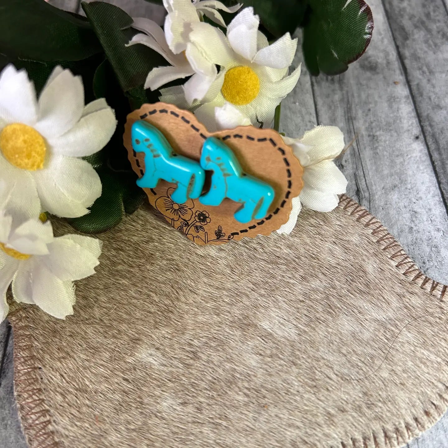 Natural Turquoise Horse Stone Earrings