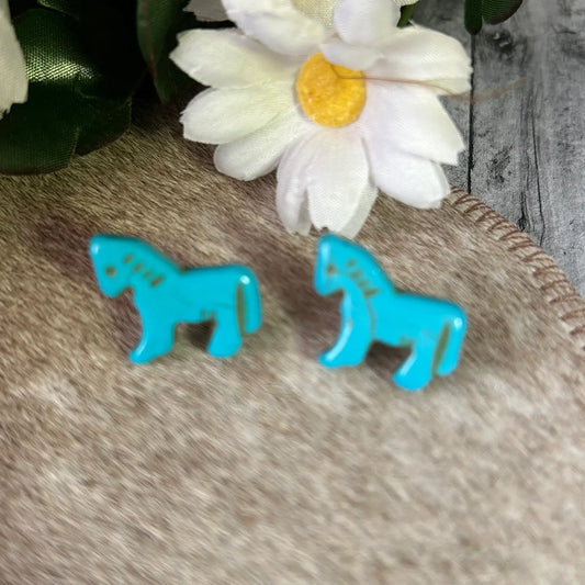 Natural Turquoise Horse Stone Earrings