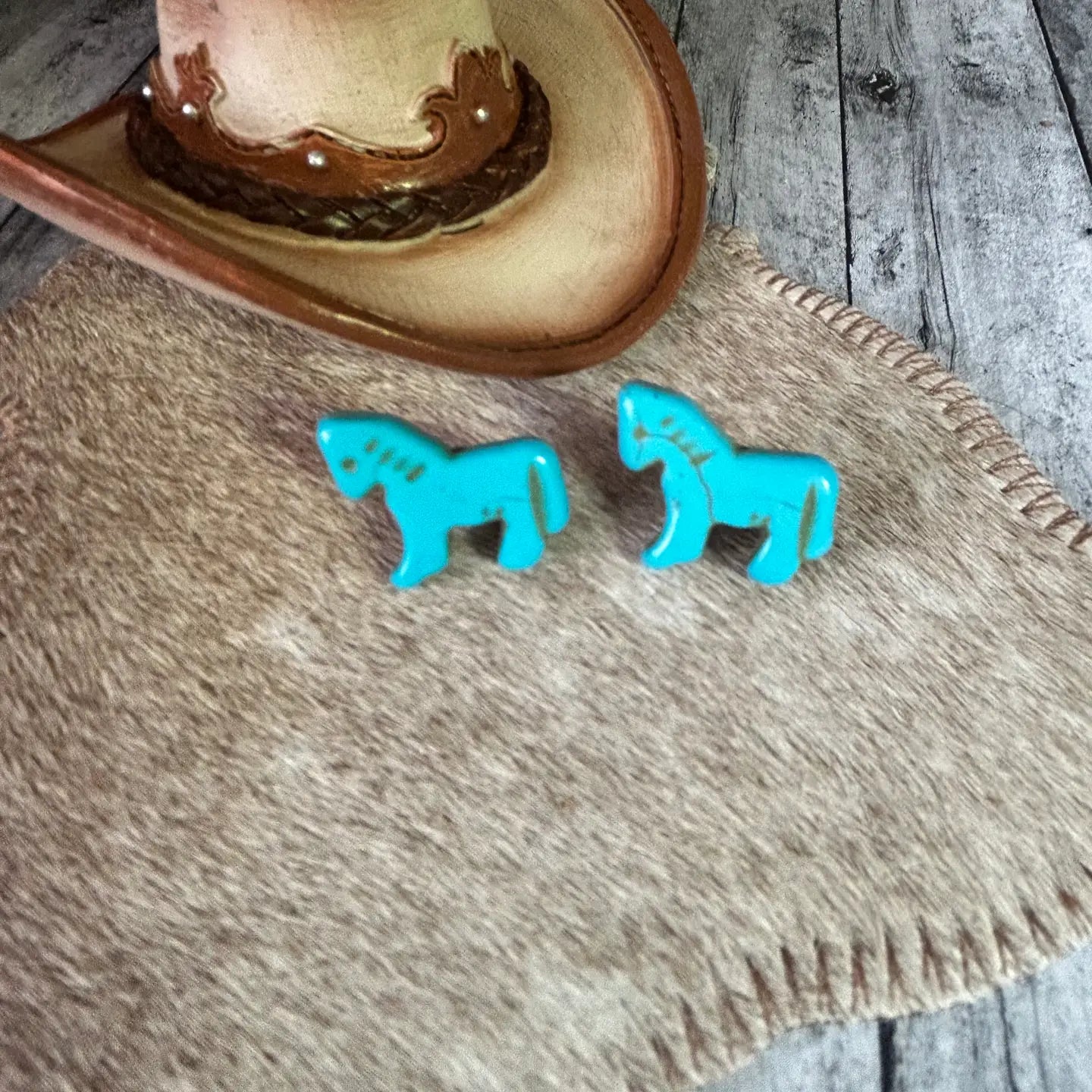Natural Turquoise Horse Stone Earrings