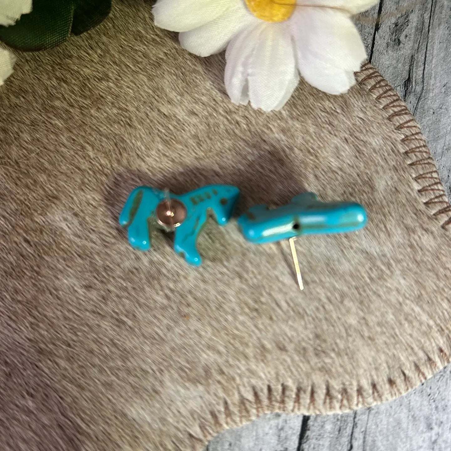 Natural Turquoise Horse Stone Earrings