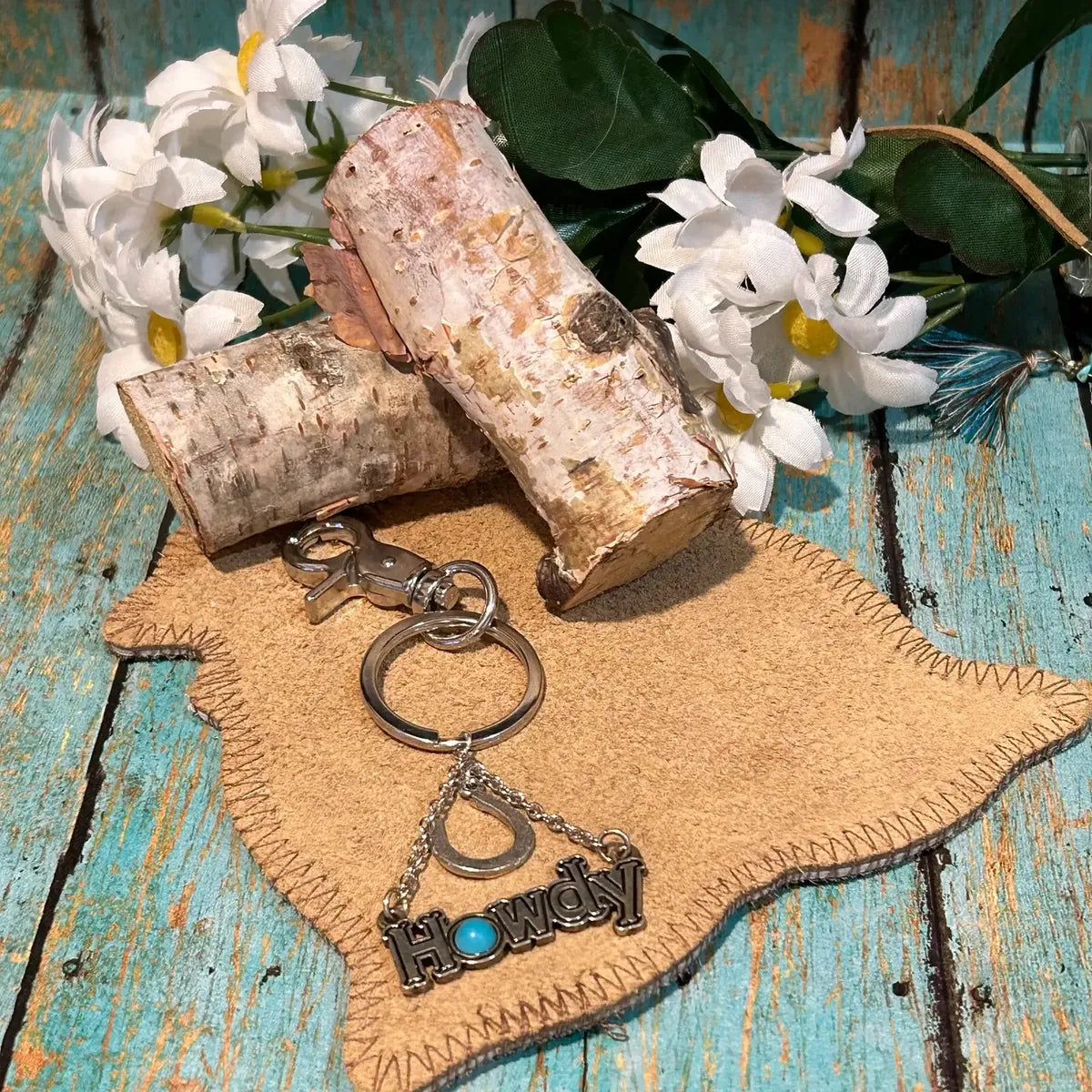 Western Howdy Horseshoe Keychain