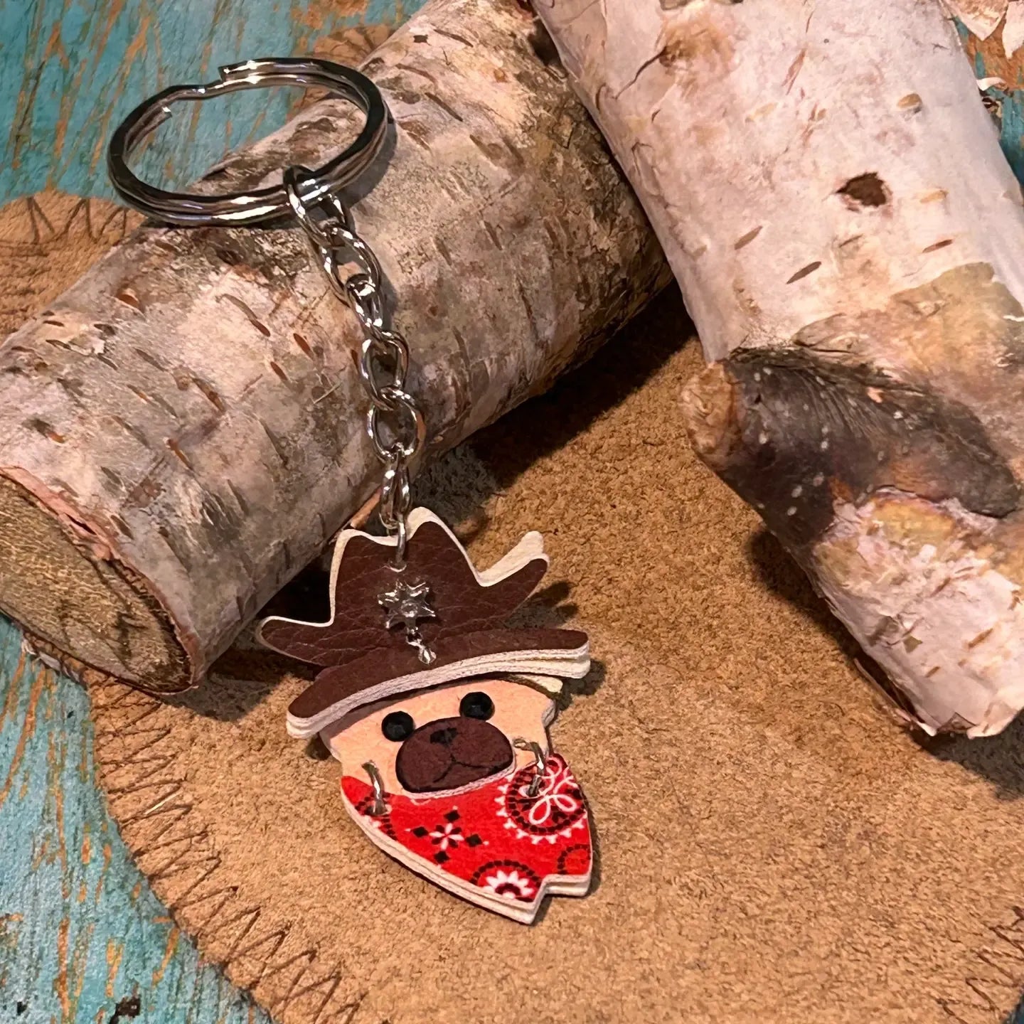 Western Puppy Dog As A Cowboy Keychain