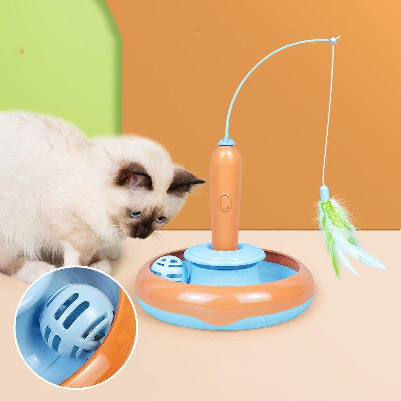 2 In 1 Pet Cat Toy With Feather For Self-Play Cat Turntable Pets Supplies Cat Toy Toys Cats Items Products-1
