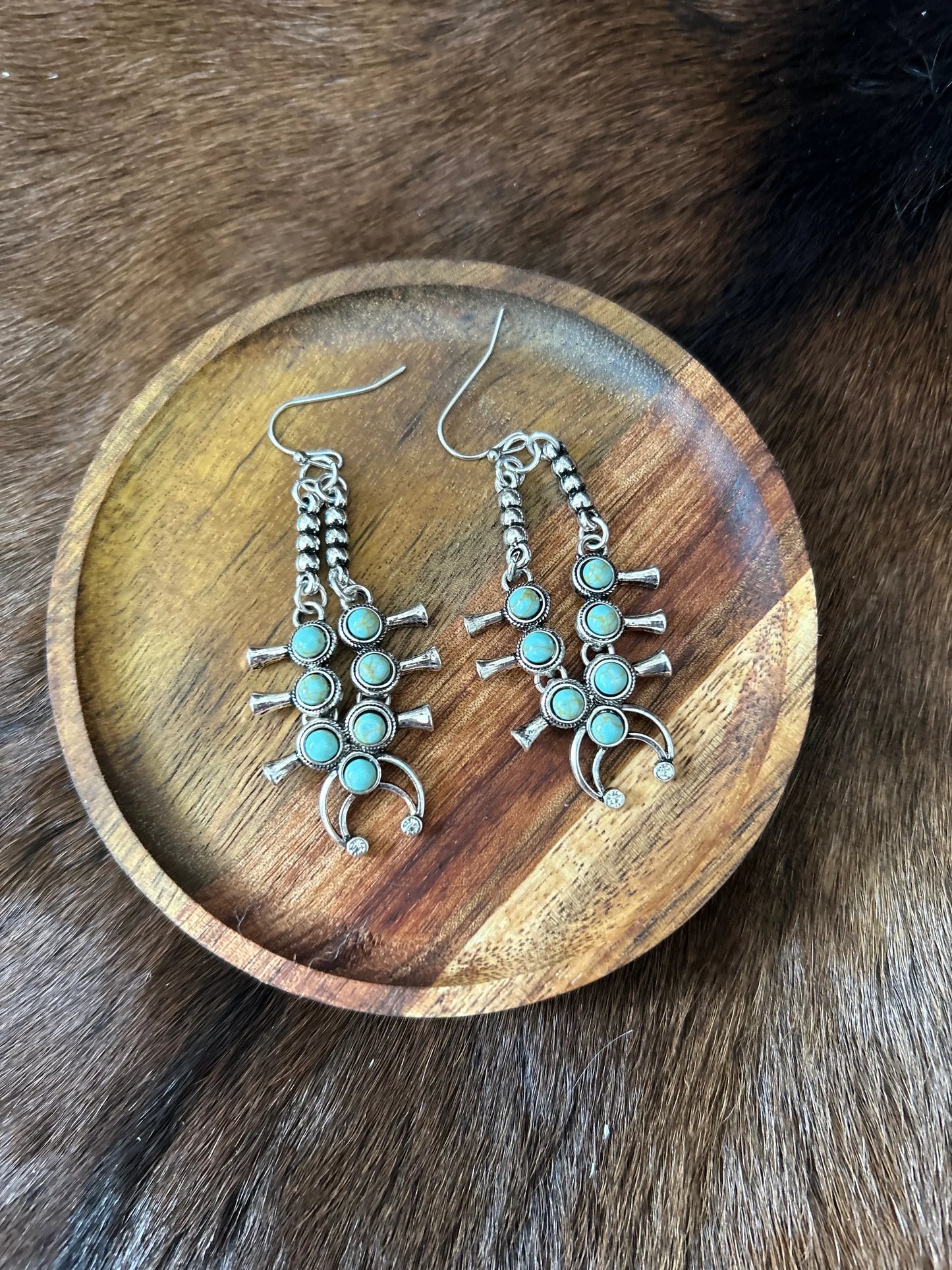 Western Bohemian Dangle Earrings Turquoise