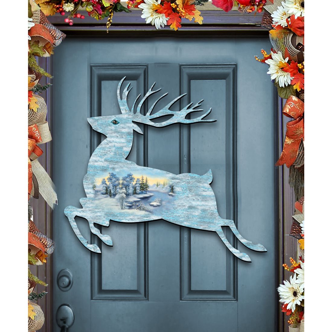 Prancing Deer Wildlife Door Decor - G. DeBrekht - Wildlife Holiday Decor - 8198211-1H-0