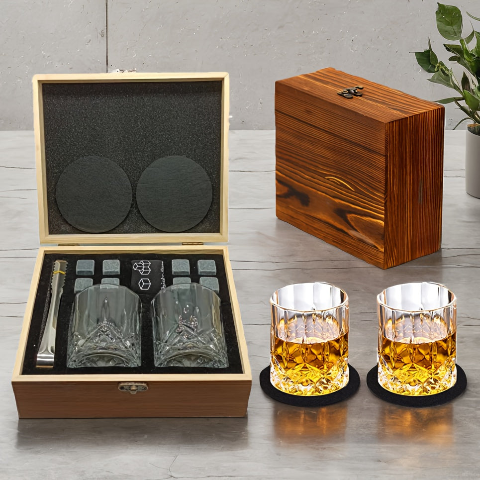 Whiskey Glasses Gift Set with Stones & Tongs-2
