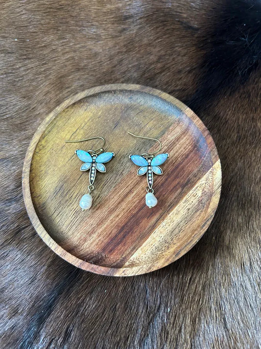 Florsent Blue Dragonfly Earrings