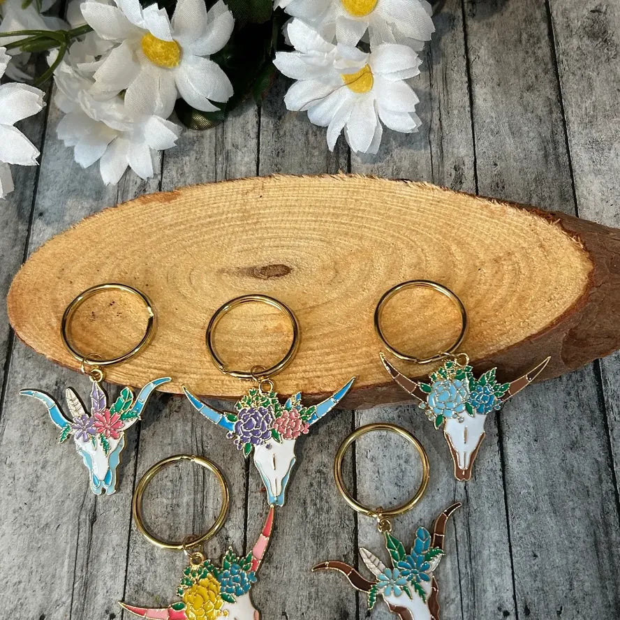 Western Colorful Steer Keyring Assortment