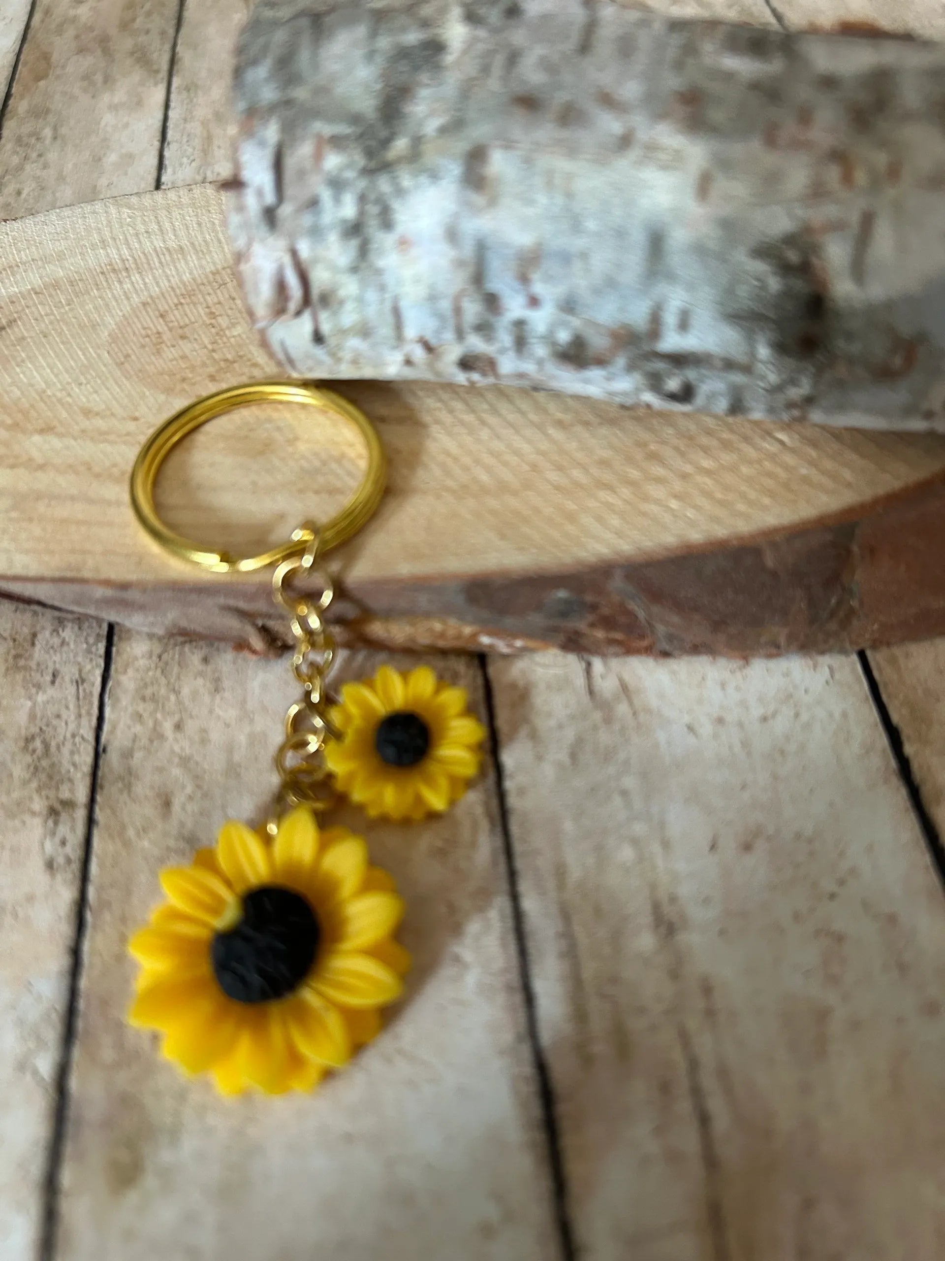 Bag Charm Two Yellow Sunflower Keychain