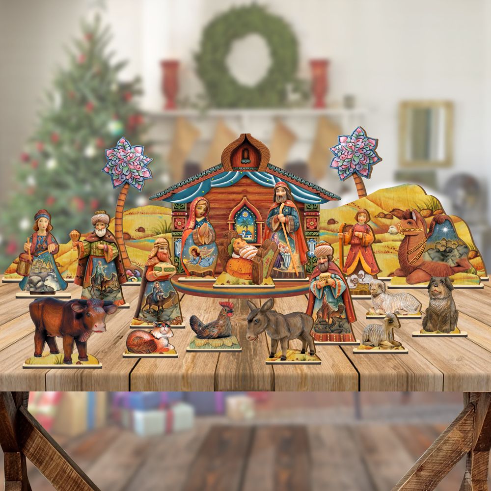 Nativity Village Decorative Set of 21 by G. DeBrekht - Nativity Holiday Decor - 852720-S21-0