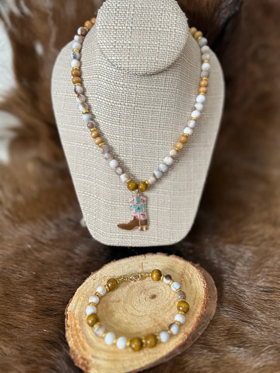 Western Boot Necklace and Bracelet Set