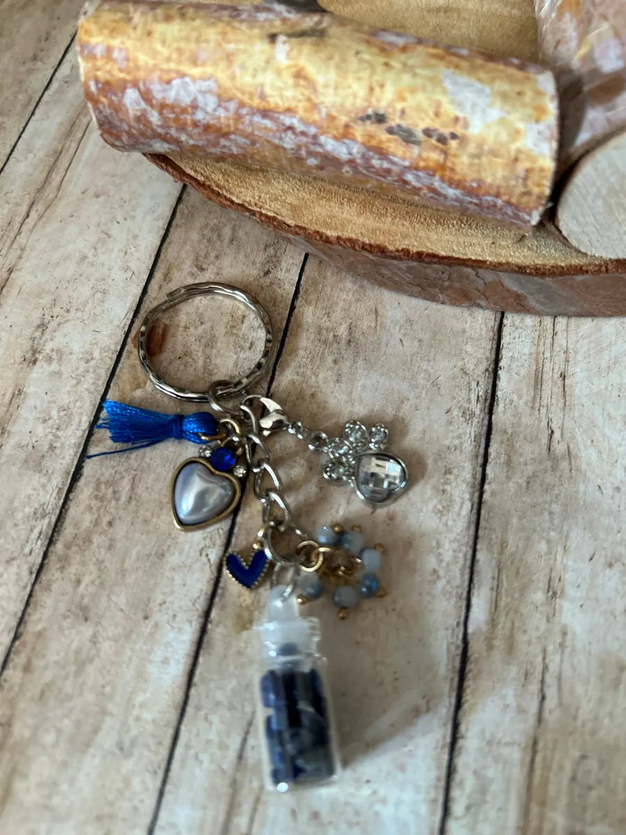 Bag Charm Keychain Puppy Paw Charm Heart Beads Container