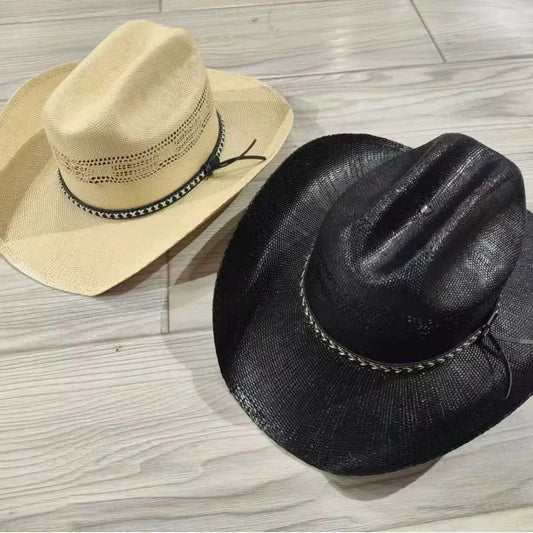 Beyond Ruff Straw Cowboy Hat - Adjustable ,Unisex ,Natural Grass Seagrass Hat with Breathable Band & 10cm Brim for Outdoor Adventures