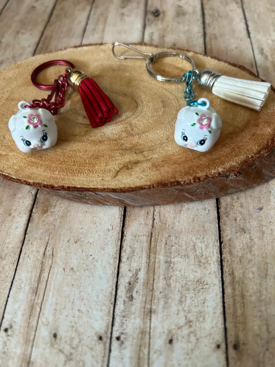 Bag Charm Cartoon Pig Keychain with Bell
