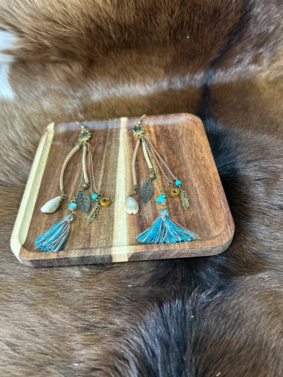 Long Dangle Western Earrings Assorted Charms