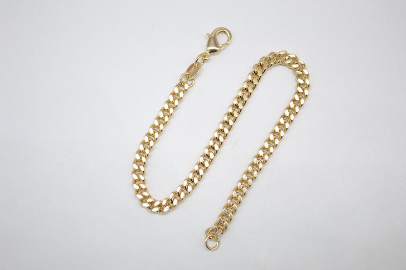 18K Gold Filled Cuban Link 4mm Chain Bracelet (I281)-1