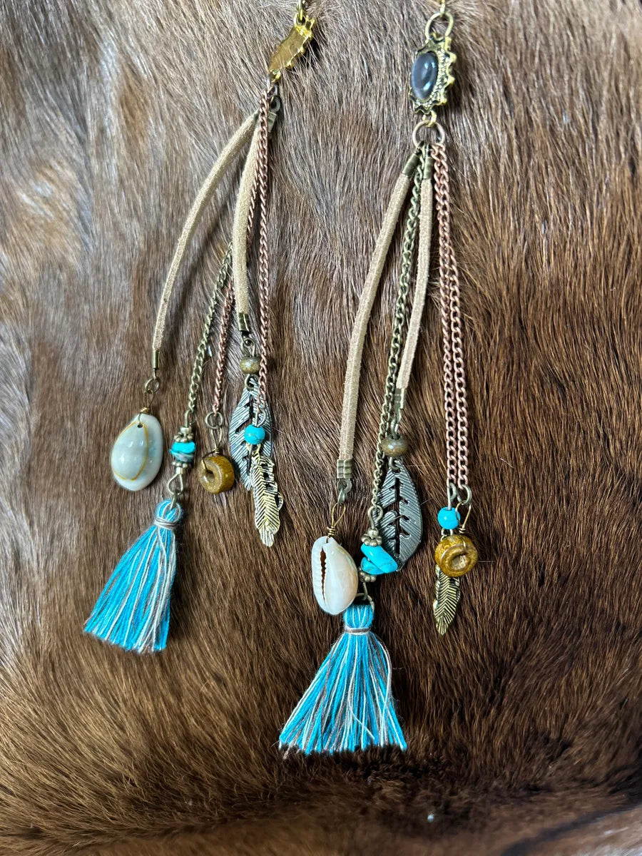 Long Dangle Western Earrings Assorted Charms