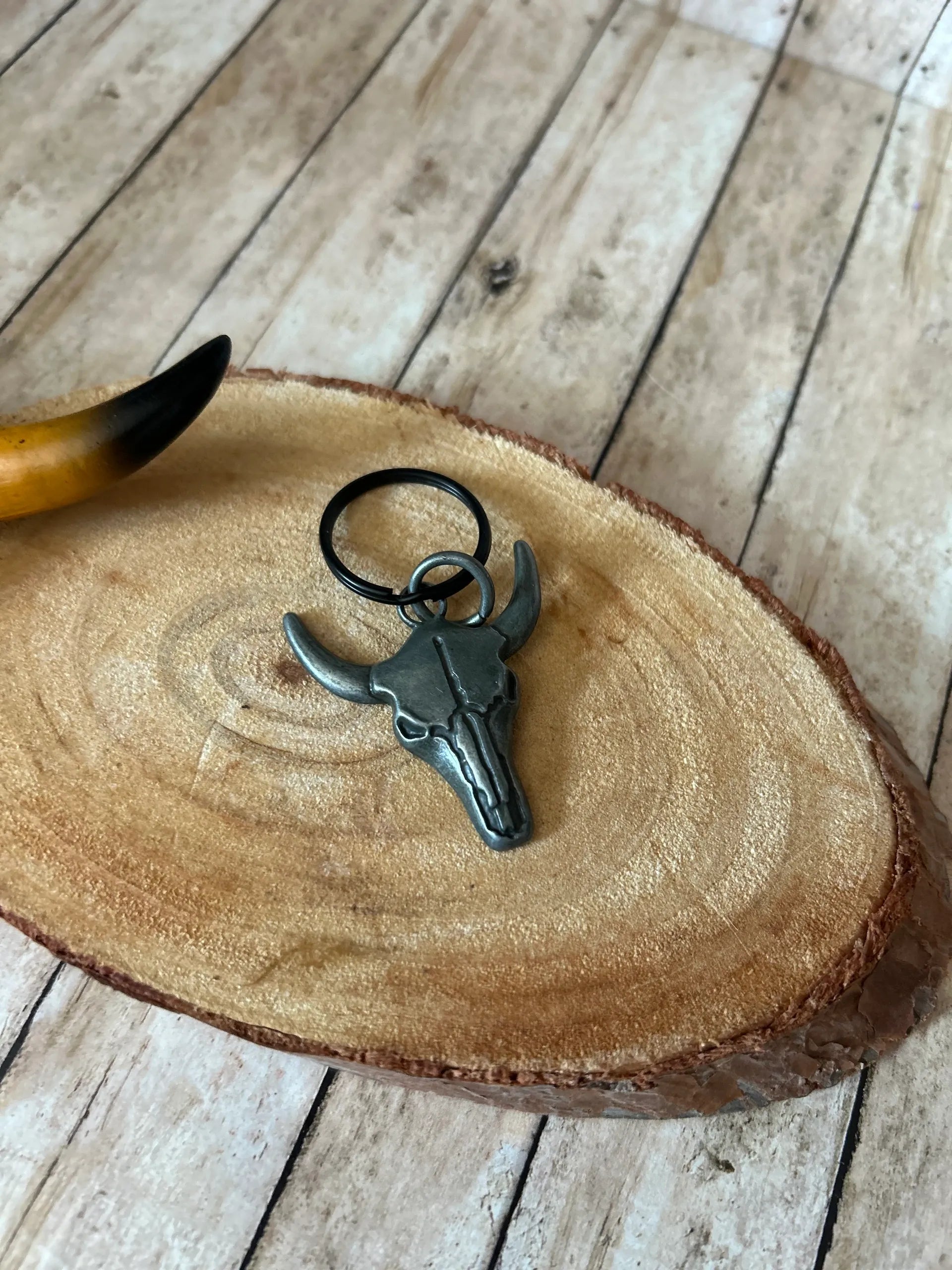 Western Metal Steer Head Keychain