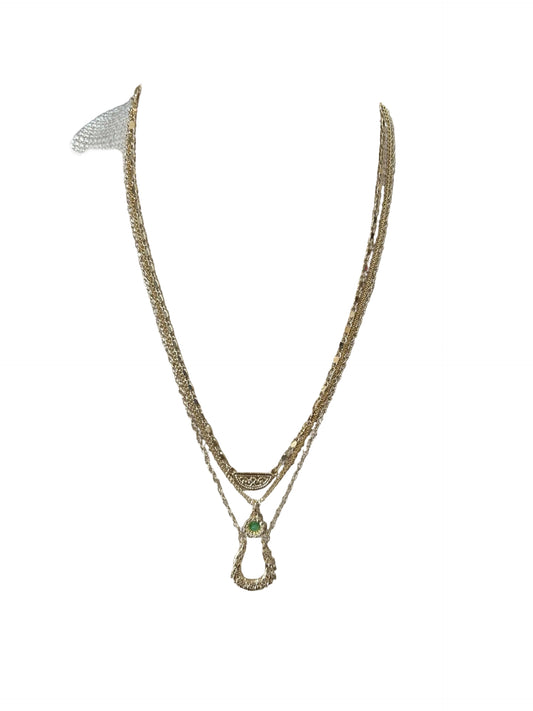 Gold Triple Chain Horseshoe Necklace