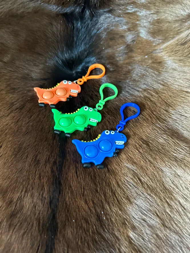 Kids Cartoon Dino Finger Punch Backpack Keychain