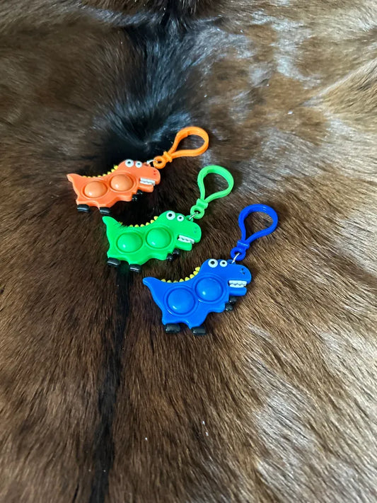 Kids Cartoon Dino Finger Punch Backpack Keychain