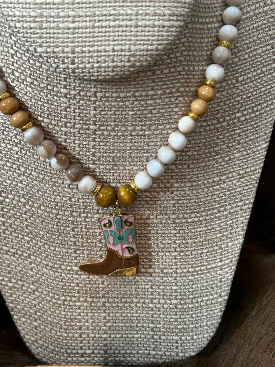 Western Boot Necklace and Bracelet Set