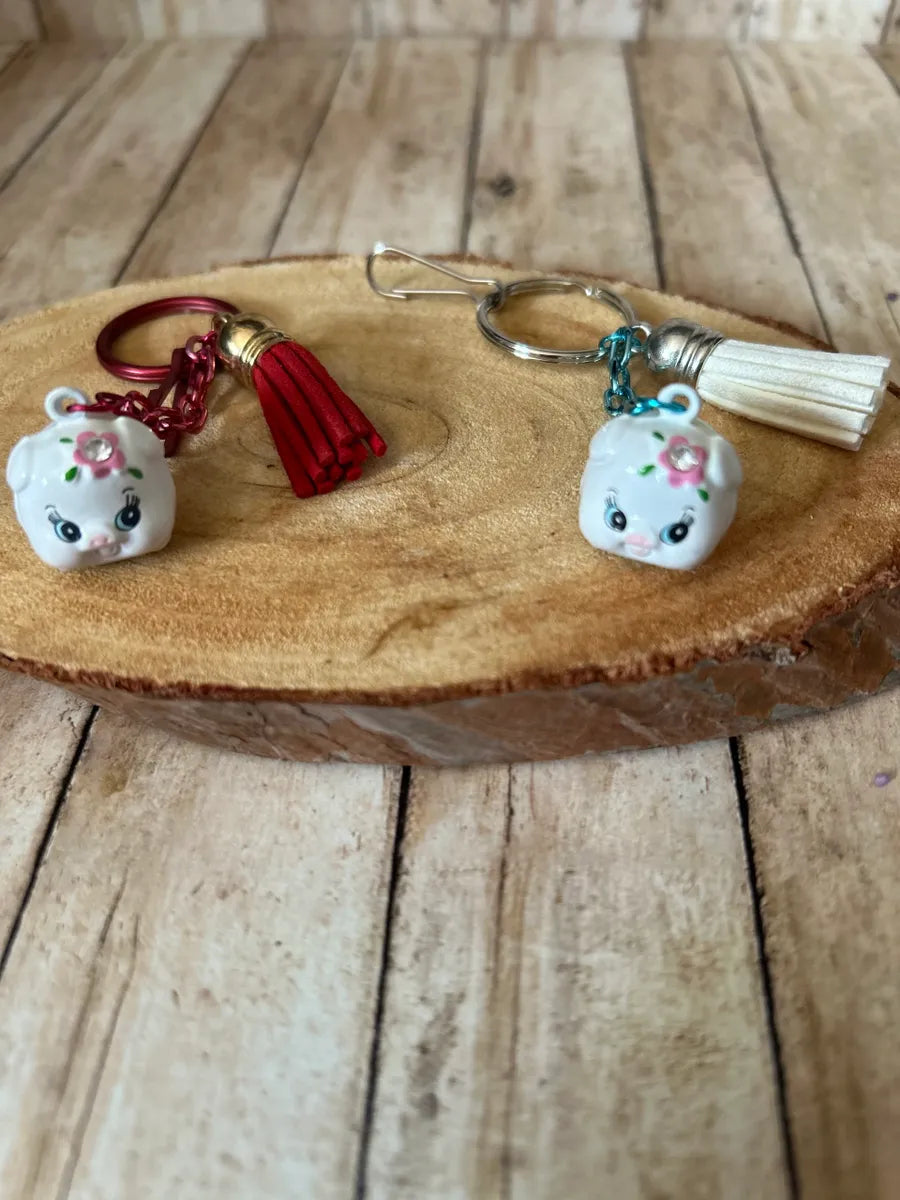 Bag Charm Cartoon Pig Keychain with Bell