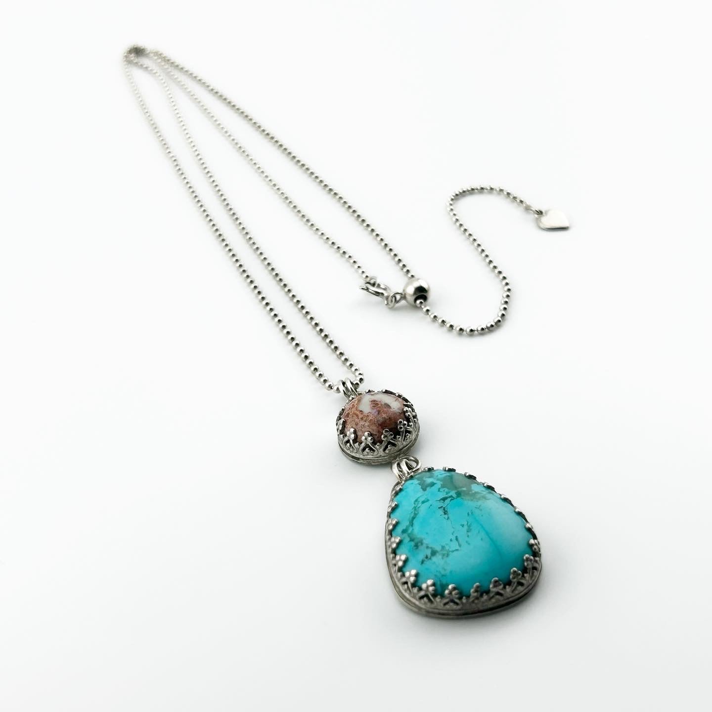 Turquoise & Fire Opal Necklace #312