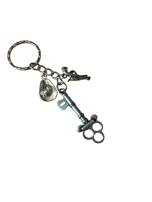 Western Keychain Hat Gun Charm Plus Old Fashion Key Bag Charm