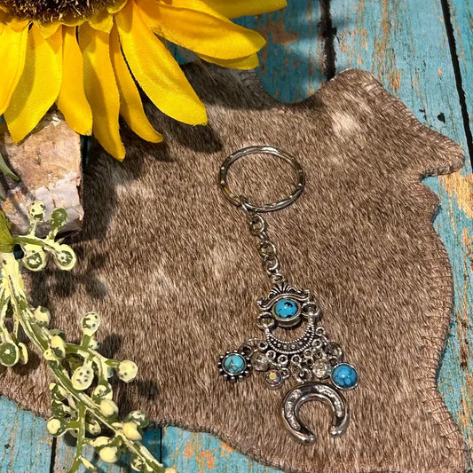 Western Horseshoe Keychain with Assorted Charms