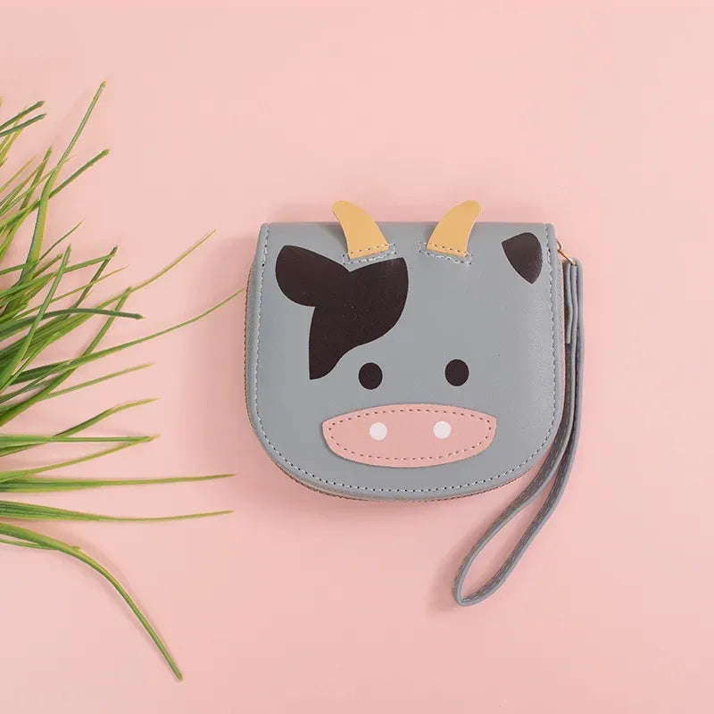 Cows Pu Leather Zipper Coin Purses Assorted Colors