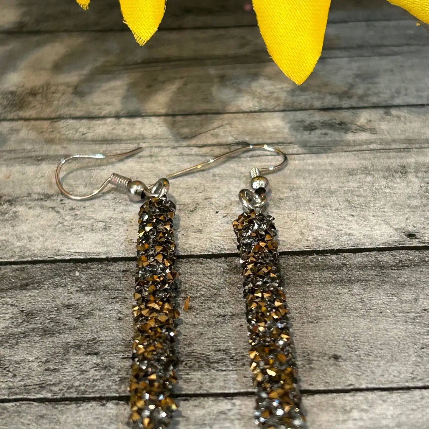 Long Glittery Silver or Gold Dangle Earring