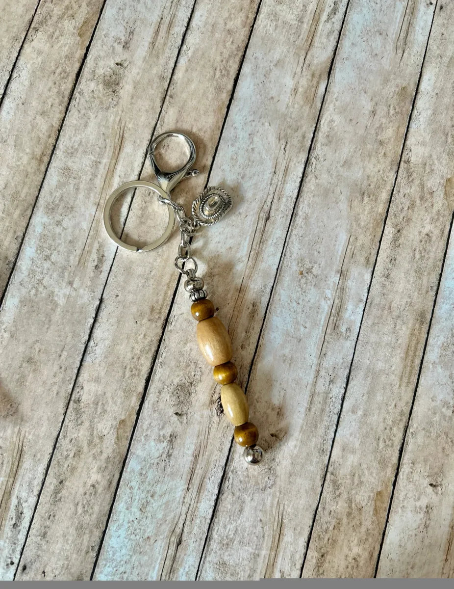 Western Theme Fashion Alloy Beaded Keychain Bars with Western Charms