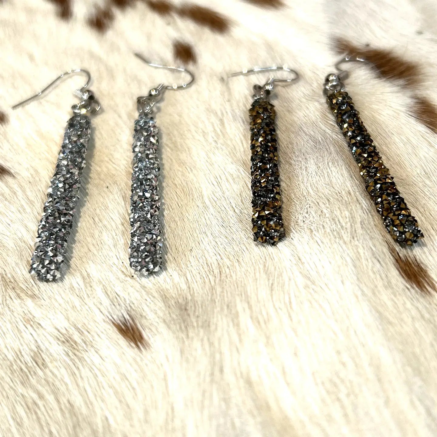 Long Glittery Silver or Gold Dangle Earring