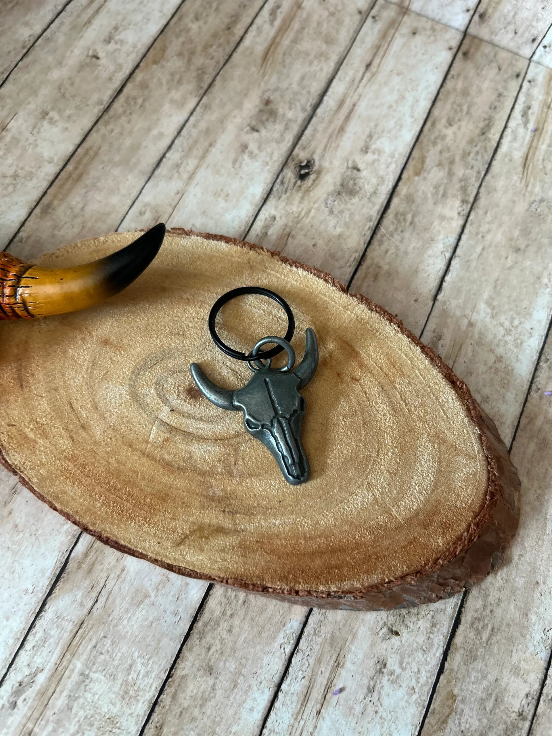 Western Metal Steer Head Keychain