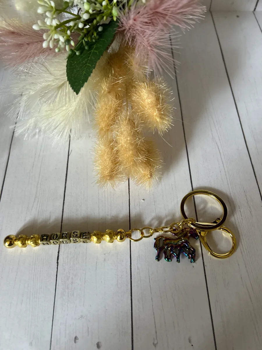 Western Theme Fashion Alloy Beaded Keychain Bars with Western Charms