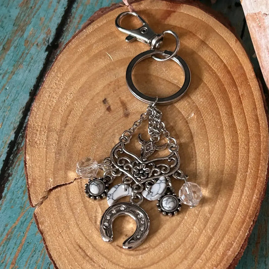 Western Horseshoe Keychain & Steer Head Backpack Purse