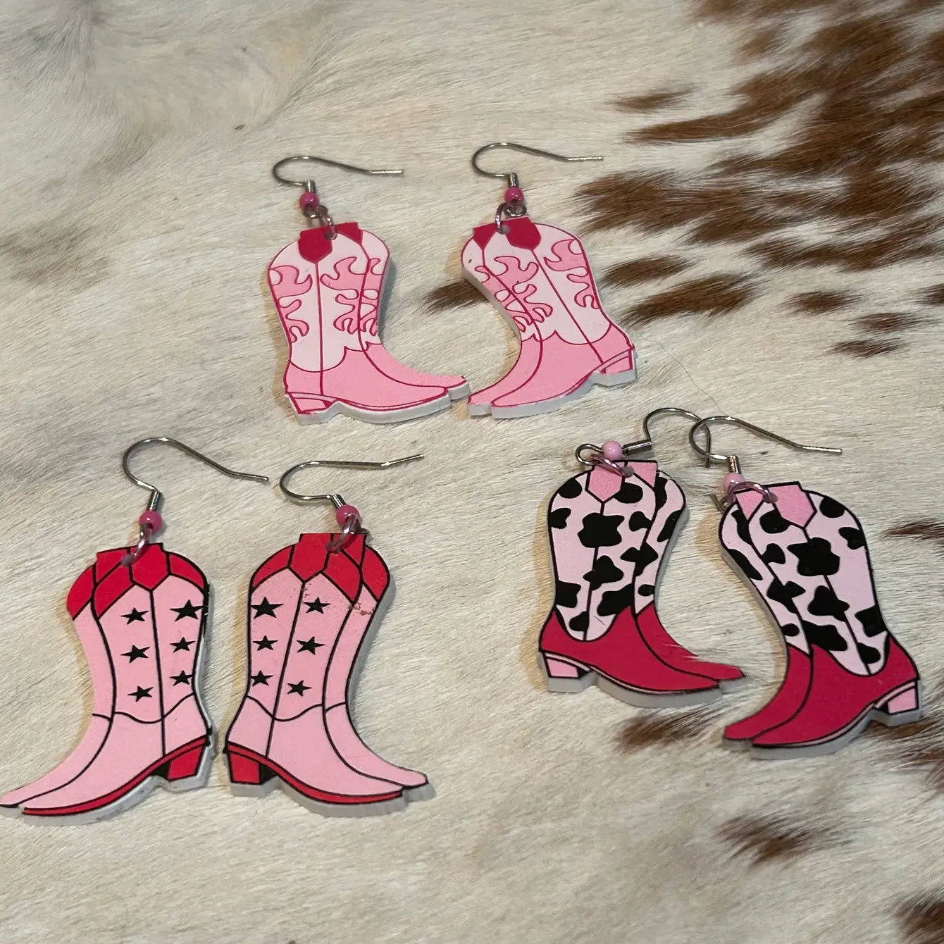 Western Cowgirl Boot Earrings Assorted Colors