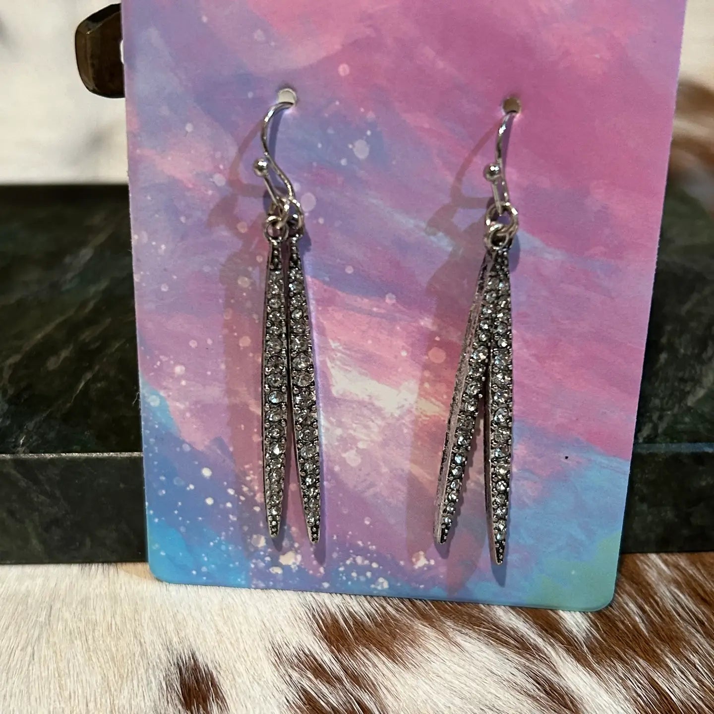 Long Rhinestone's Dangle Earrings