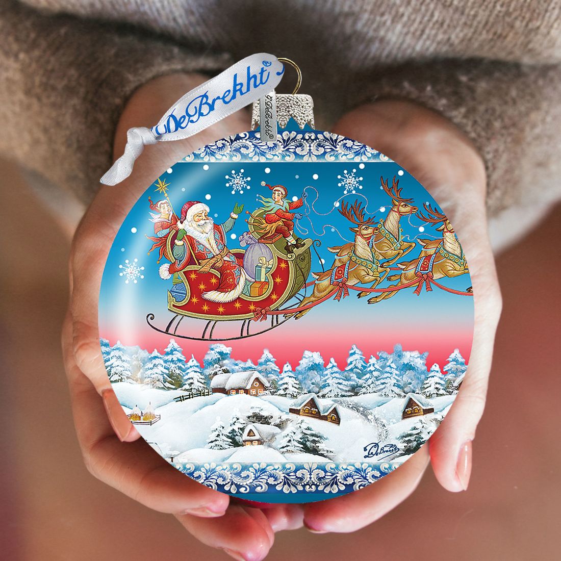 Up-Up Away Ball Glass Ornament Limited Edition by G. DeBrekht - Christmas Santa Snowman Decor - 73842-0