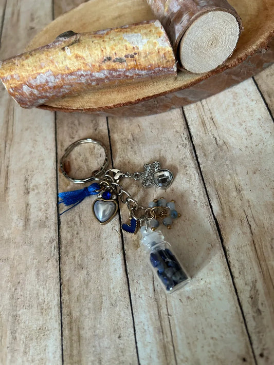 Bag Charm Keychain Puppy Paw Charm Heart Beads Container