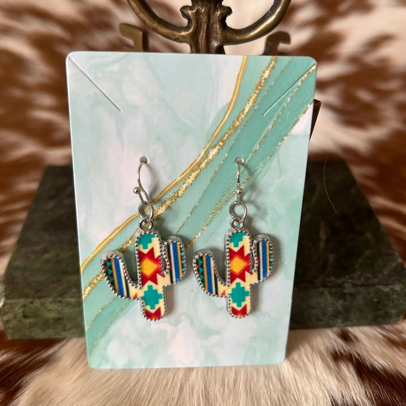 Cactus Theme Earrings Colorful